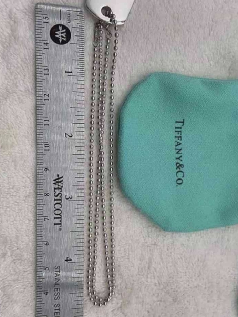 Tiffany & Co. Sterling Silver Dog Tag Pendant Necklace - Turquoise Pouch - Picture 9 of 9